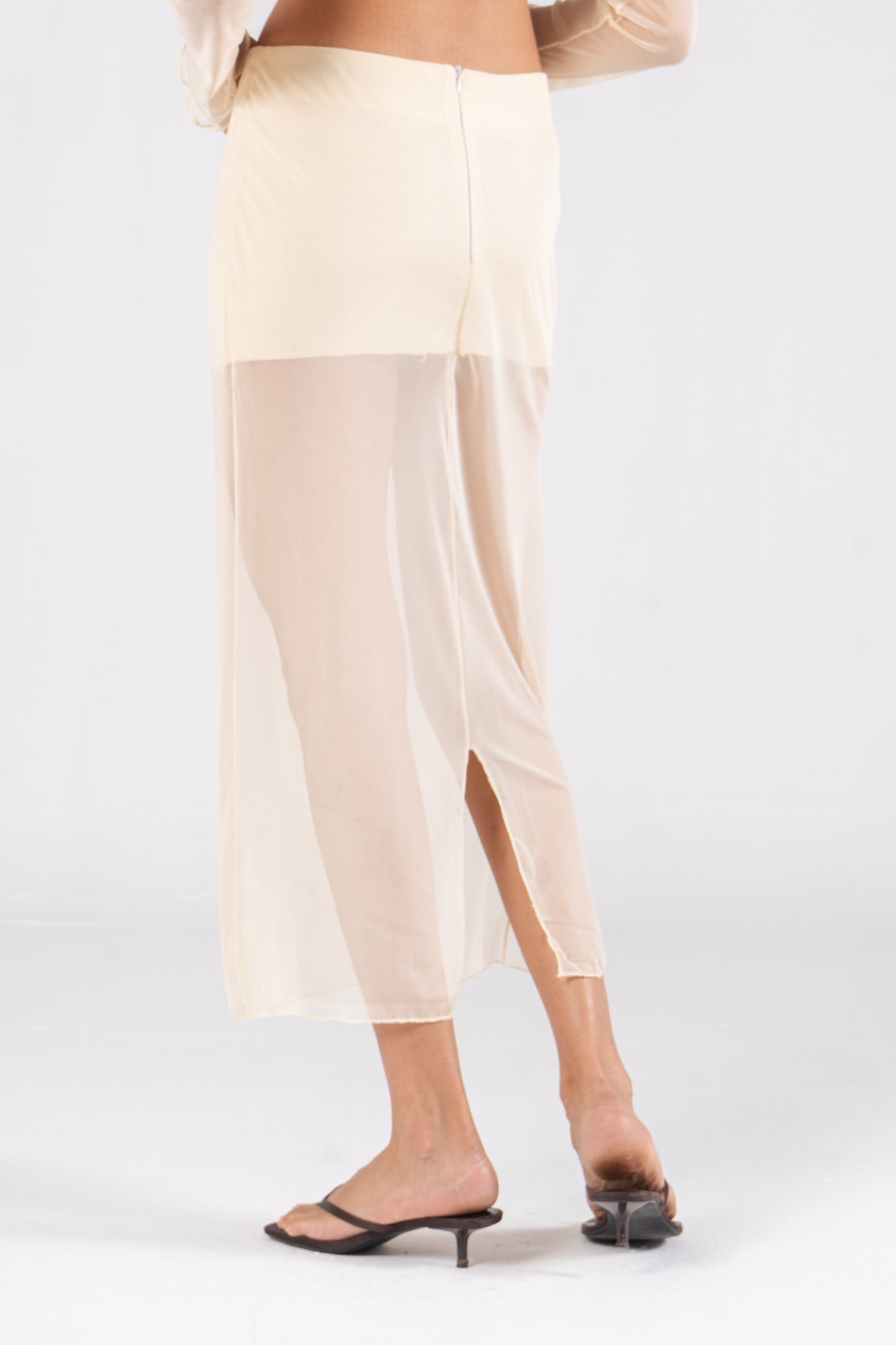 Mesh Midi Skirt Butter Yellow