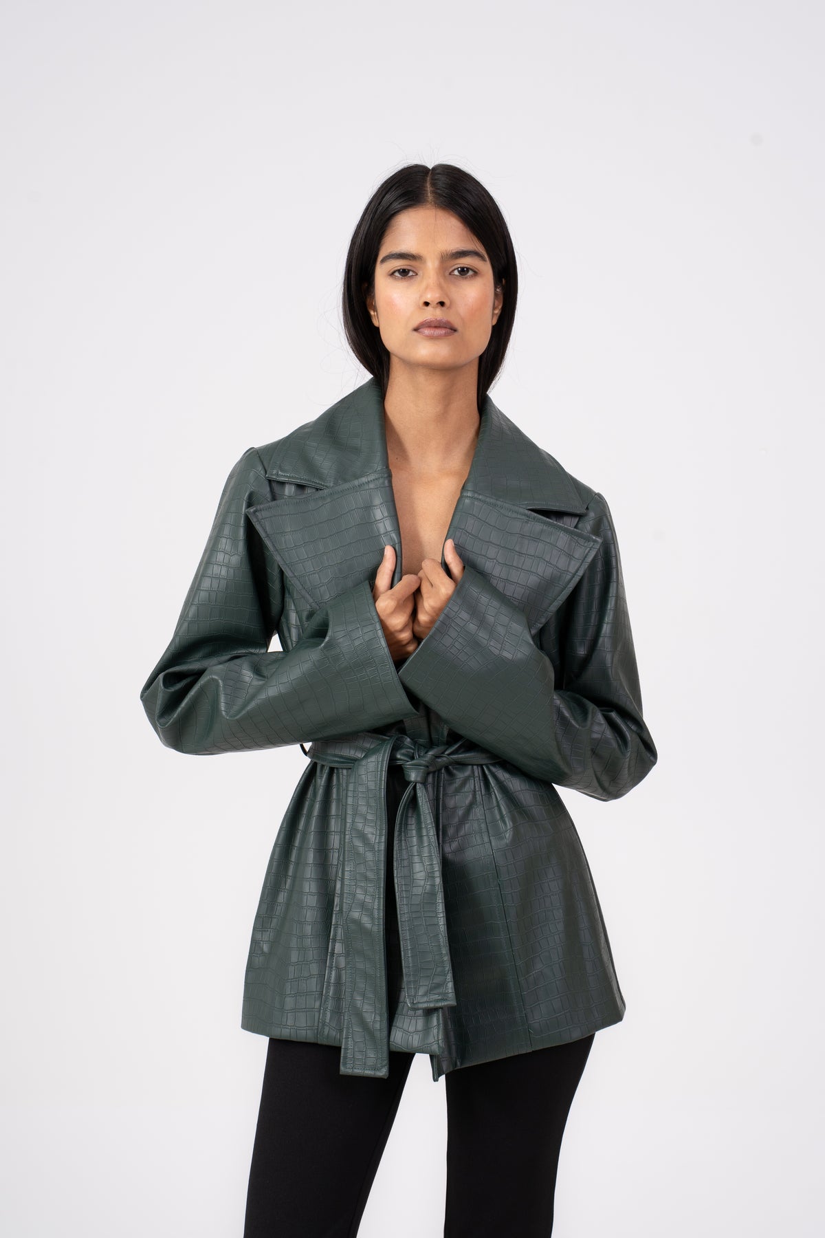 Leather Blazer Green