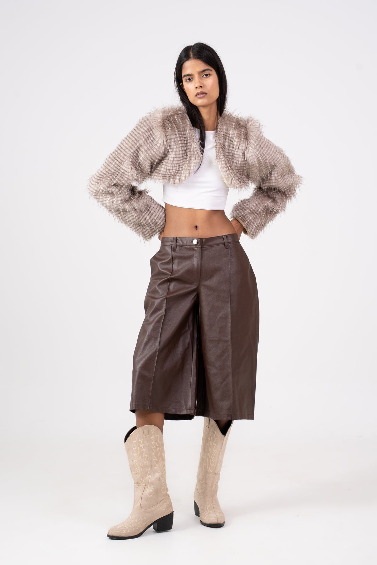 Leather Jorts Brown