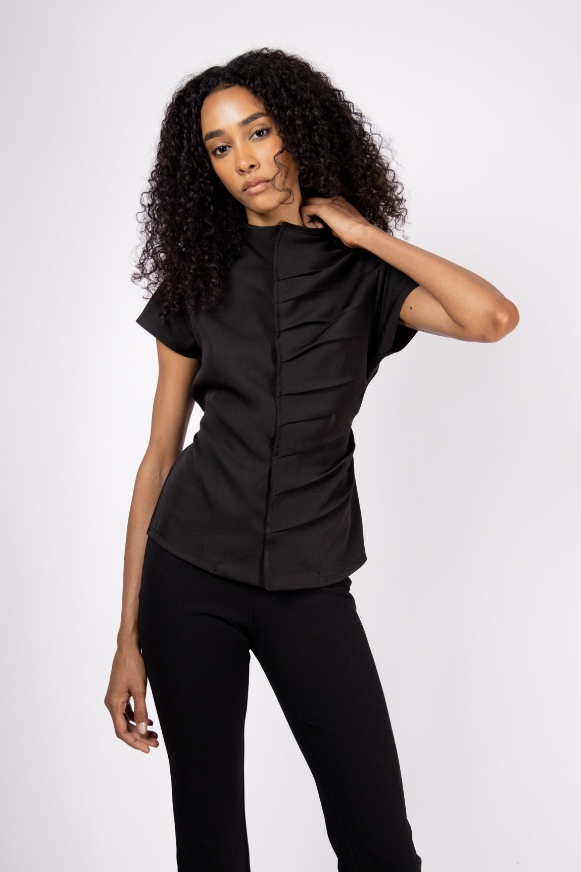 Draped Black Top