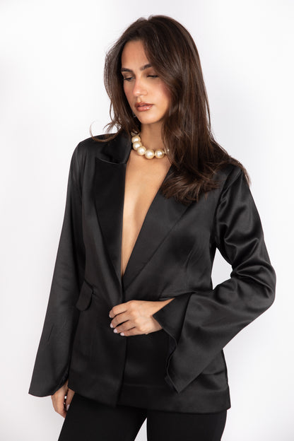 Satin Blazer Black