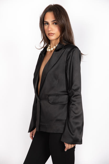 Satin Blazer Black