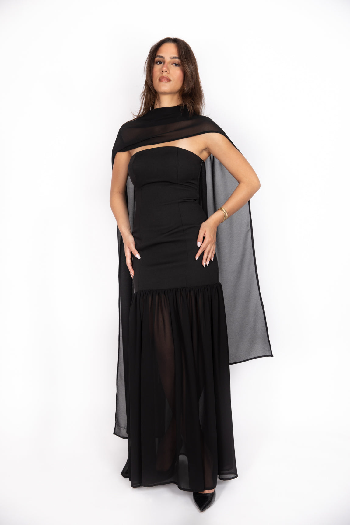 Combined chiffon Gown