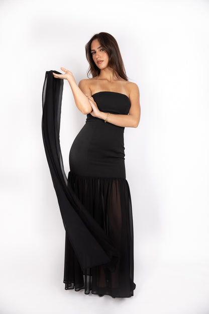 Combined chiffon Gown