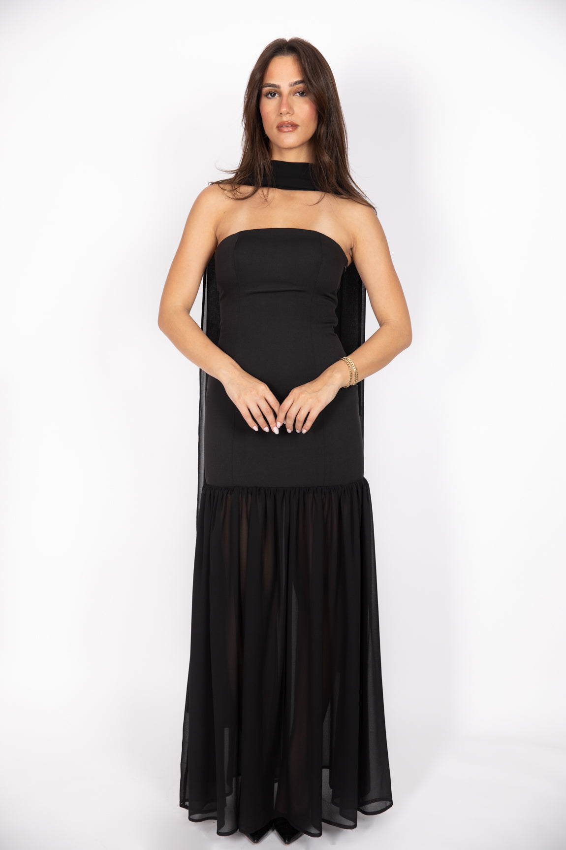 Combined chiffon Gown