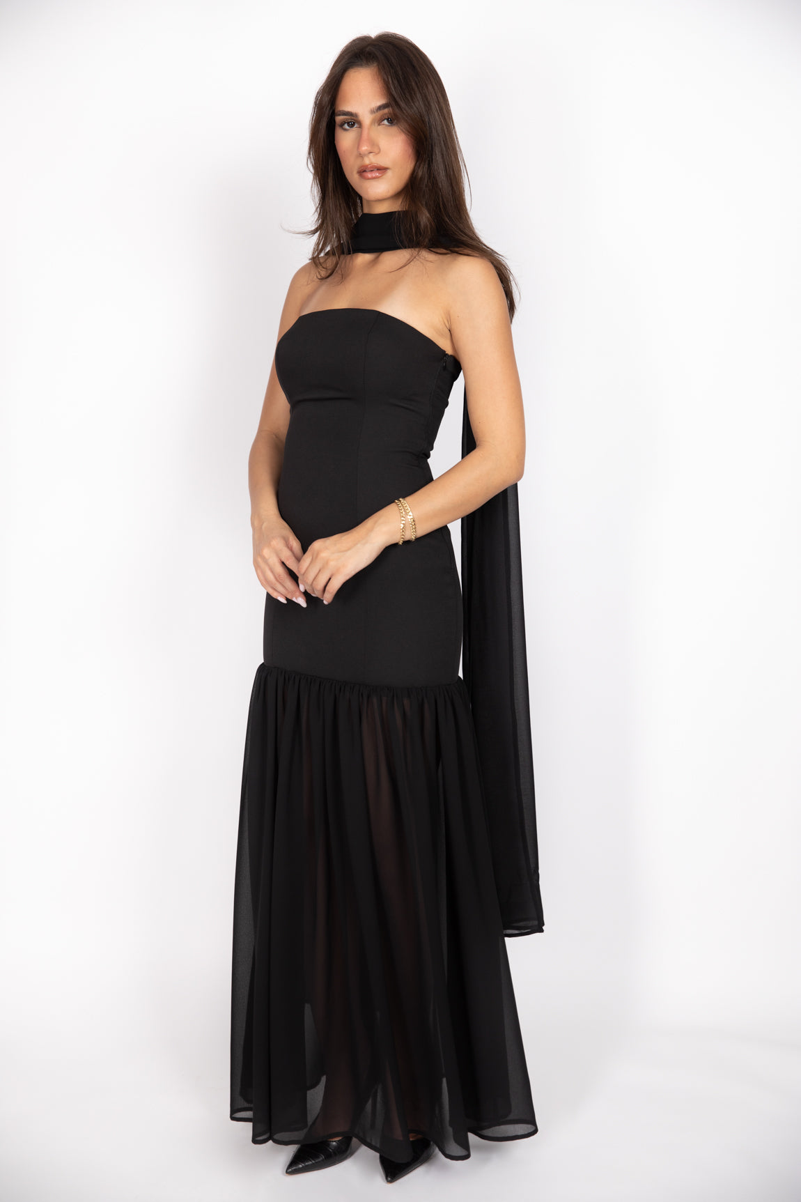Combined chiffon Gown