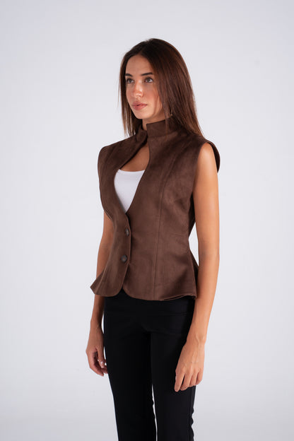 Suede Structured Waistcoat
