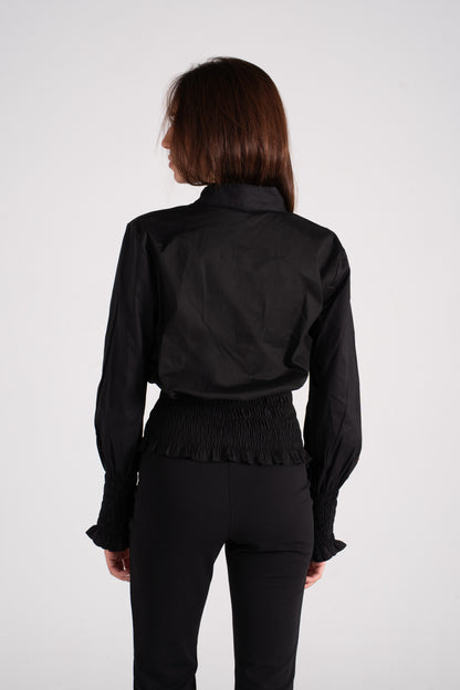 Poplin Top with shirred Waist