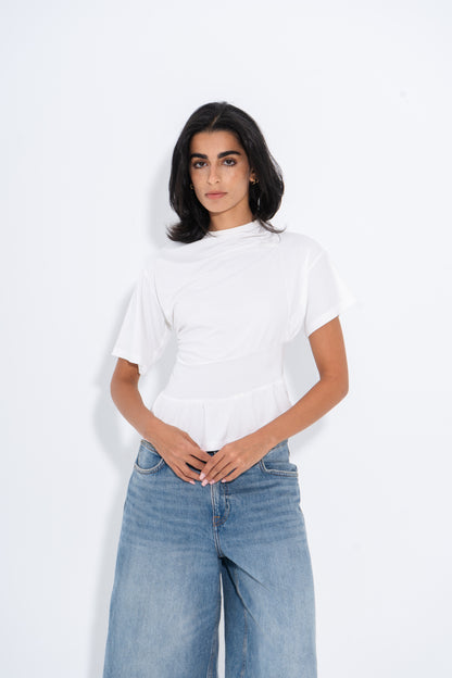 Draped White Tee