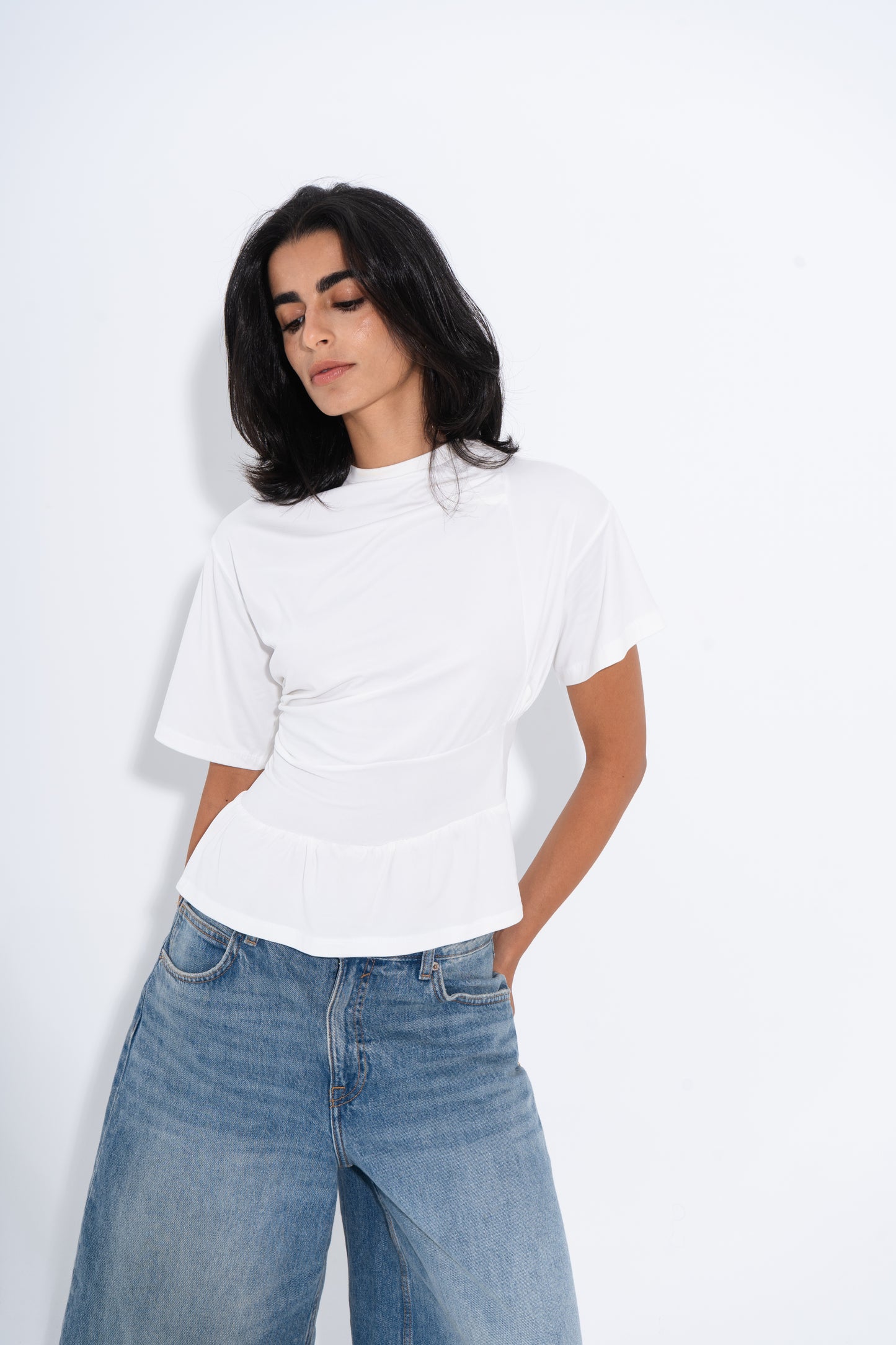 Draped White Tee