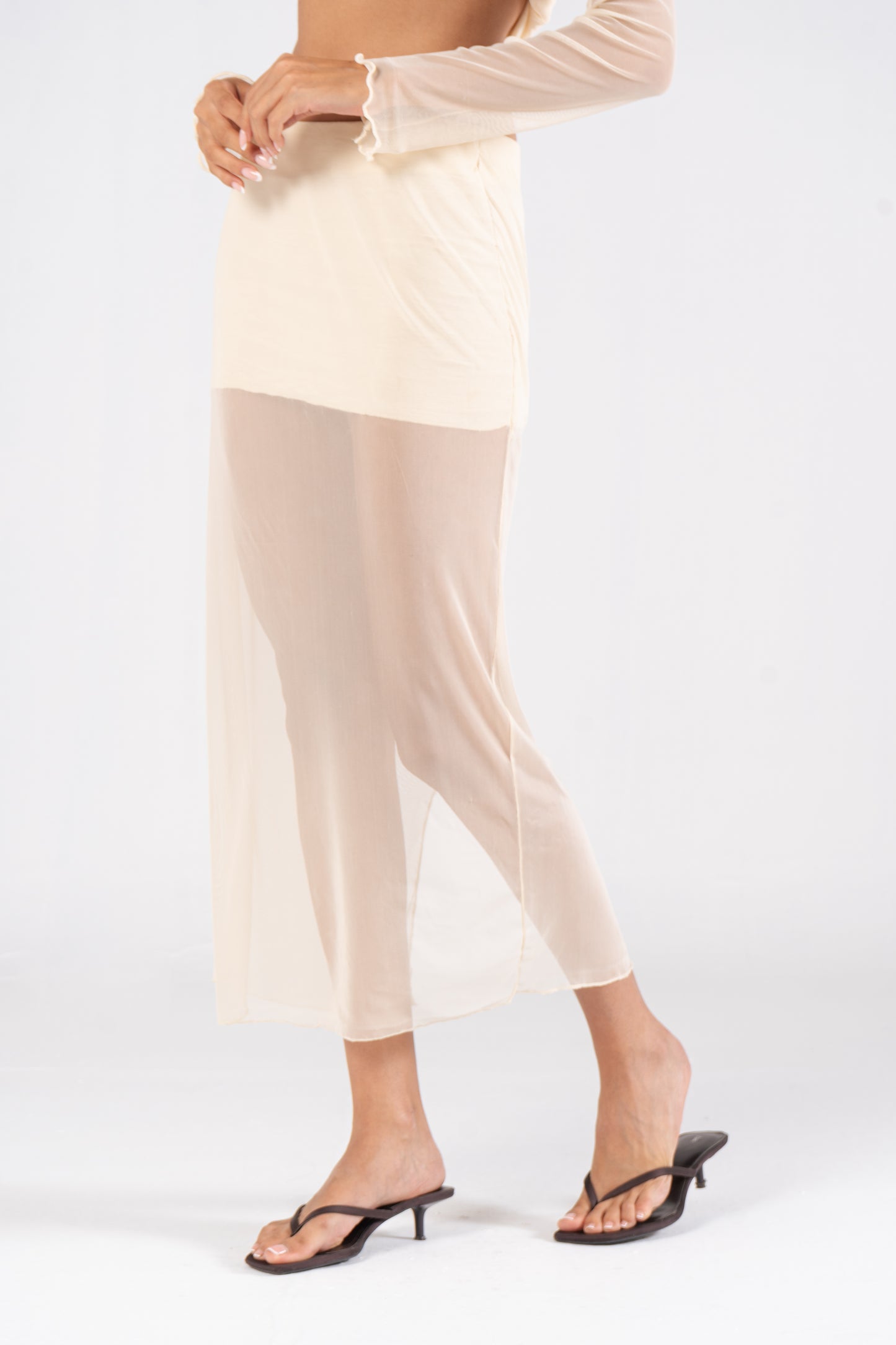 Mesh Midi Skirt Butter Yellow