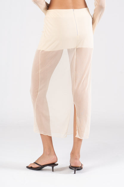 Mesh Midi Skirt Butter Yellow