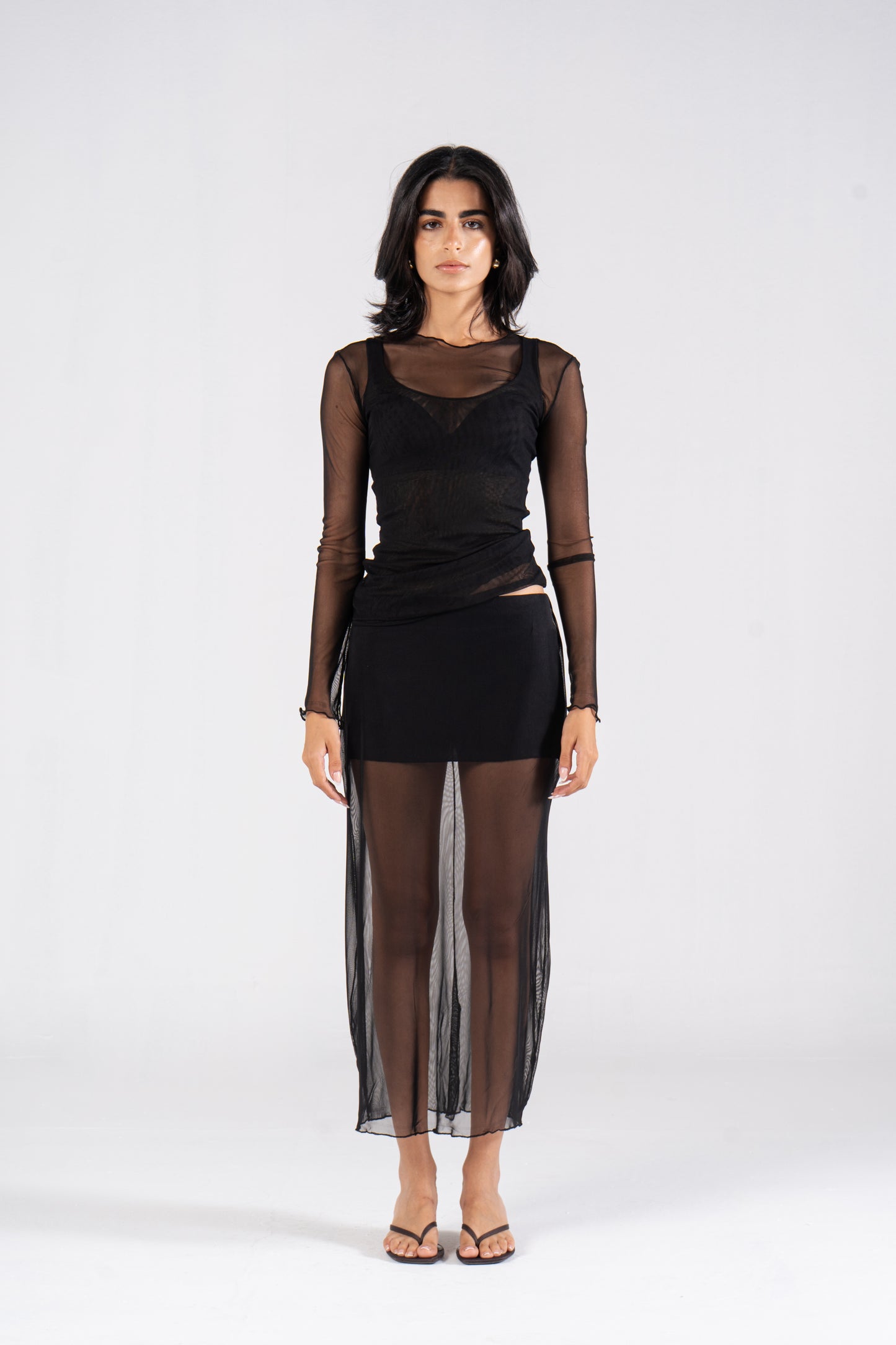 Mesh Midi Skirt Black