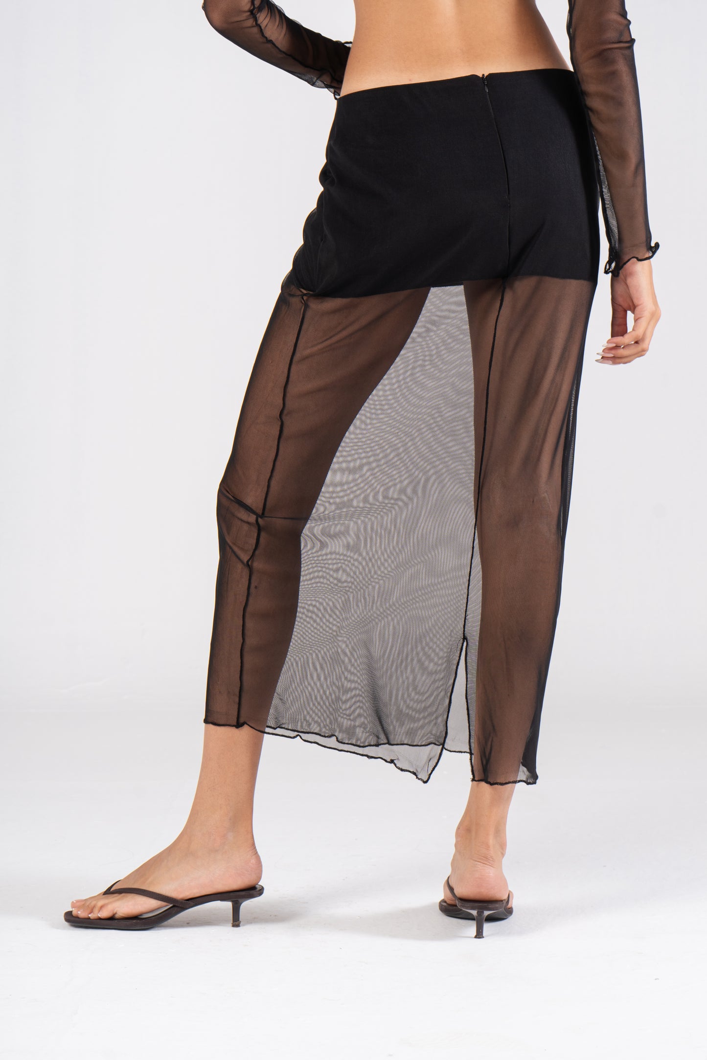 Mesh Midi Skirt Black