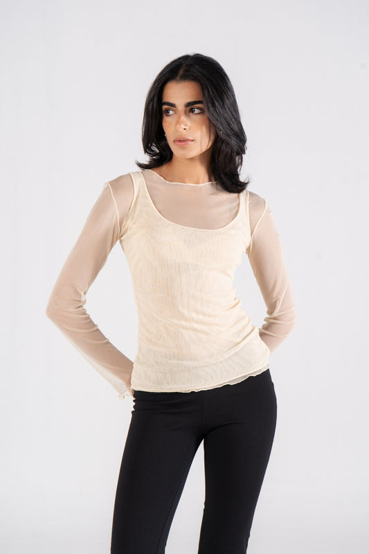 Layered Sheer Mesh Butter Yellow Duo