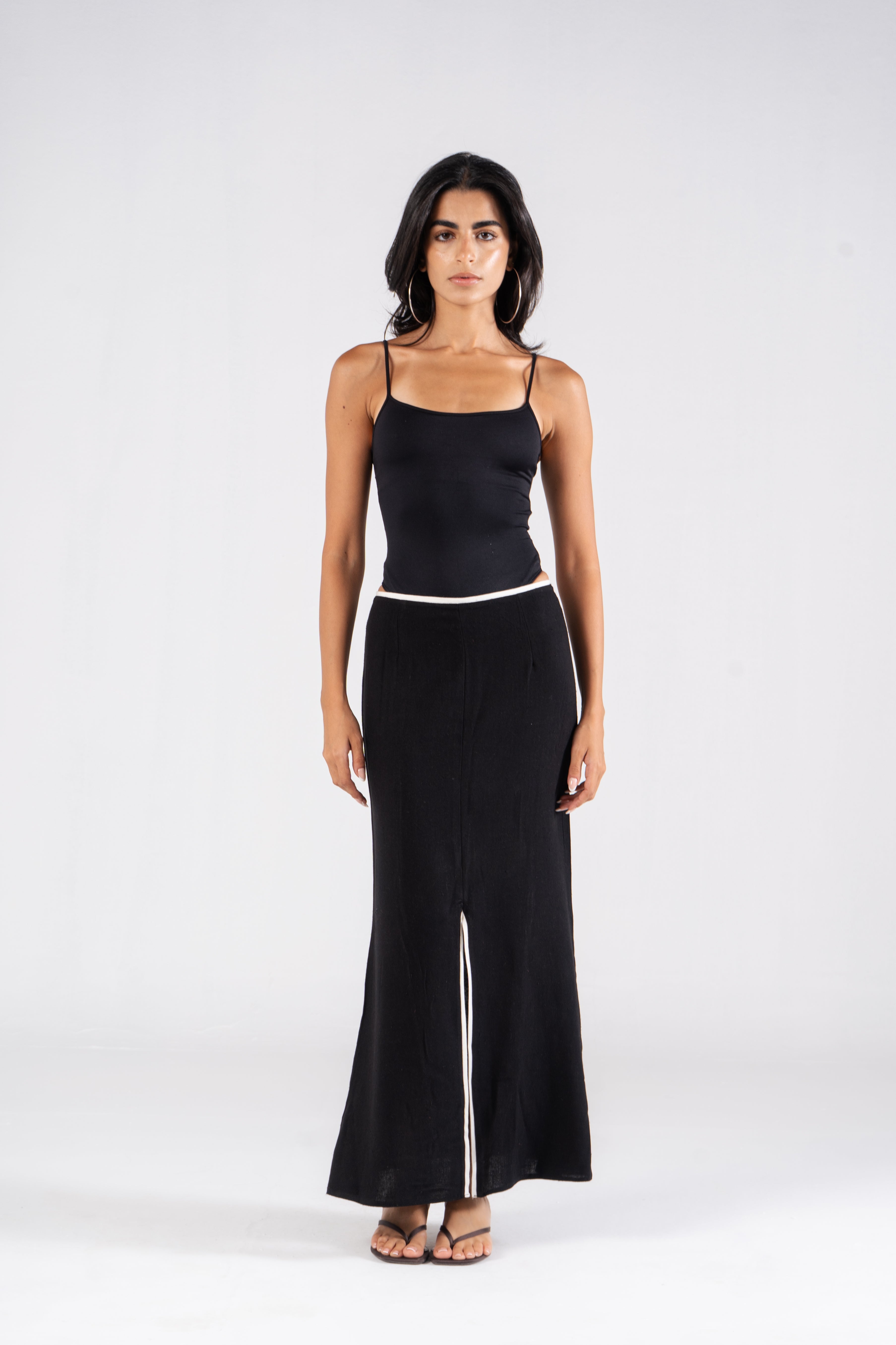 Linen Front Slit Maxi Skirt – Zentia