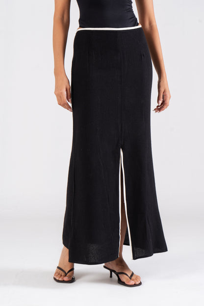 Linen Front Slit Maxi Skirt