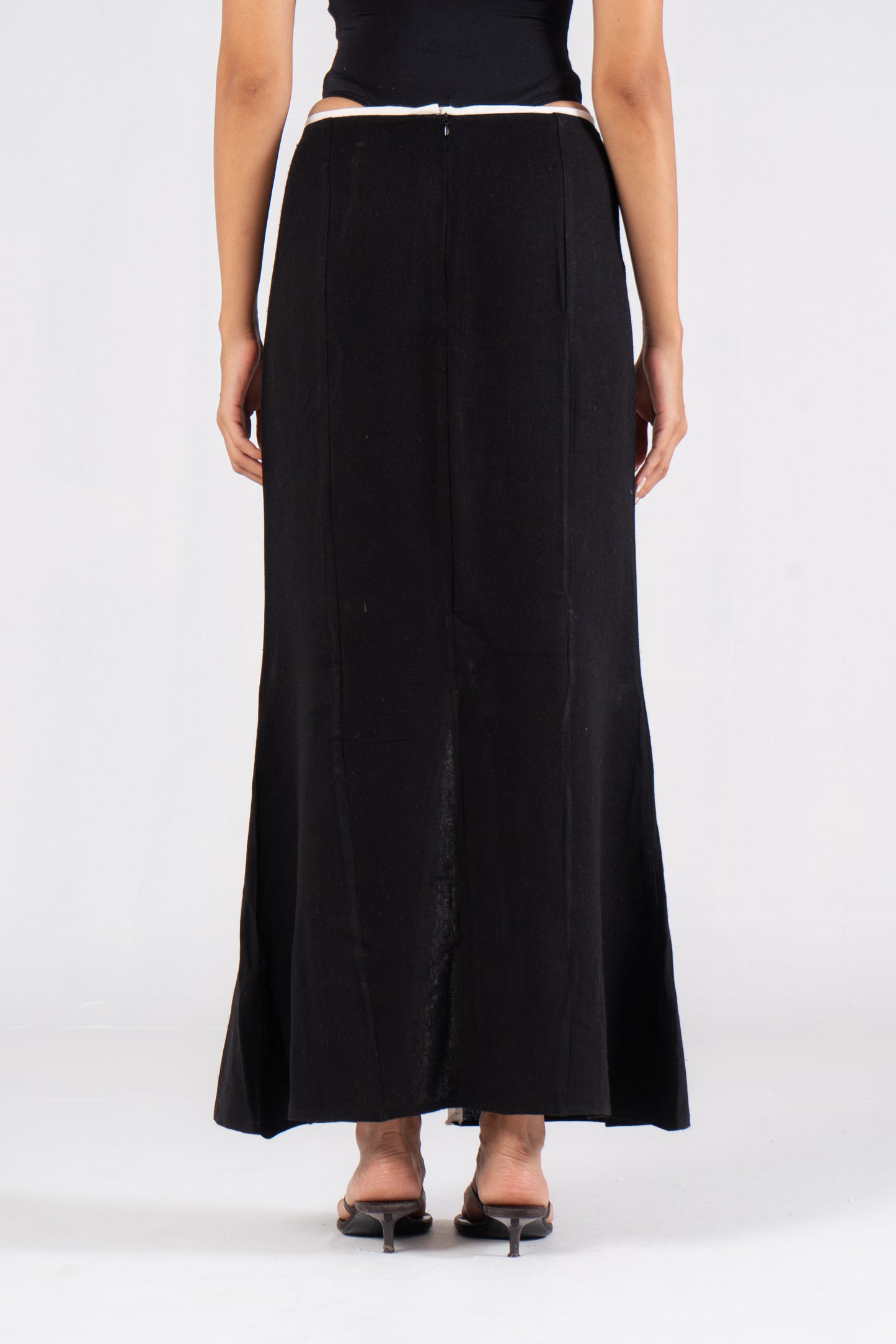 Linen Front Slit Maxi Skirt