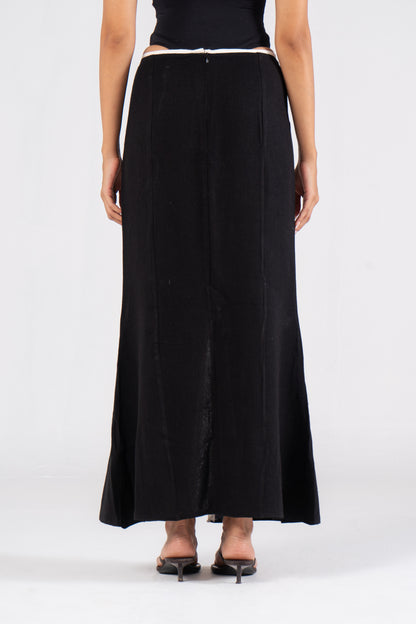 Linen Front Slit Maxi Skirt