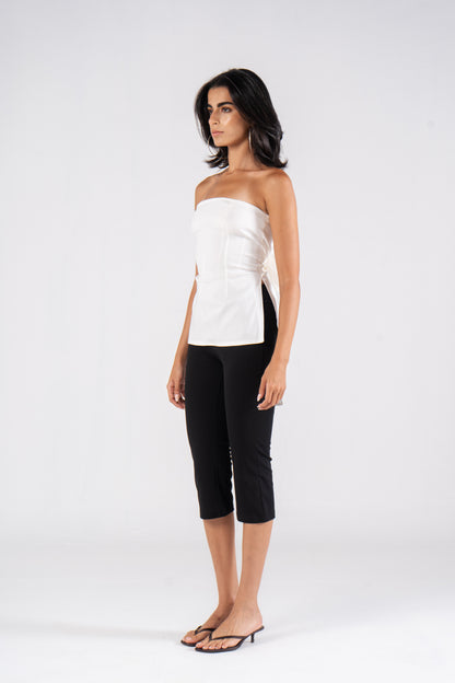 Bow-Back Strapless Corset Off-White