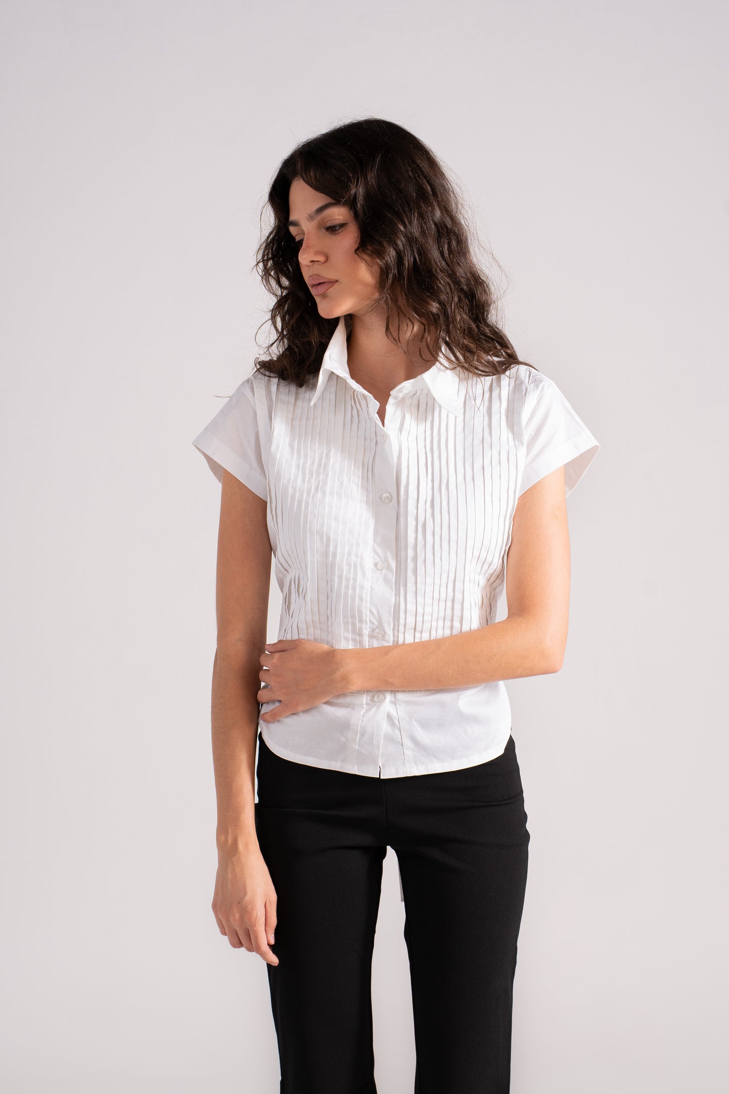 Pleated Shirt Short Sleeve