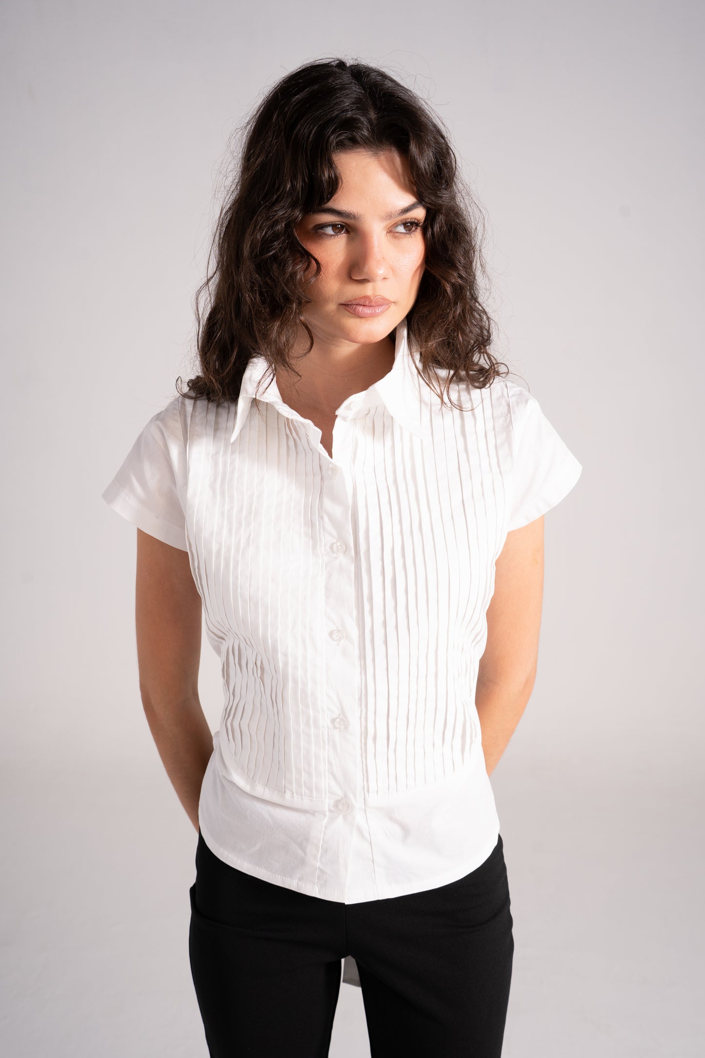 Pleated Shirt Short Sleeve