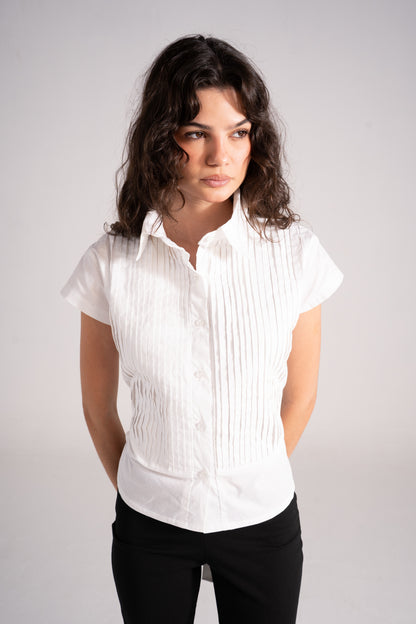 Pleated Shirt Short Sleeve