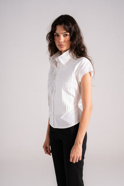 Pleated Shirt Short Sleeve