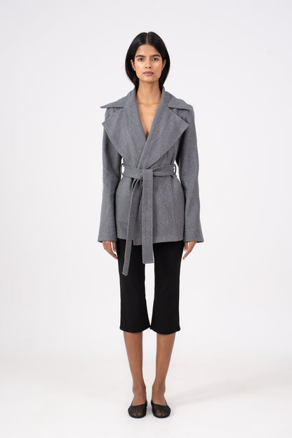 Belted Grey Jacket Wool