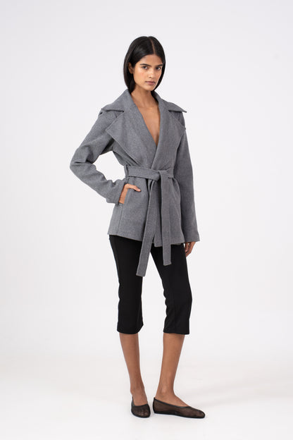 Belted Grey Jacket Wool