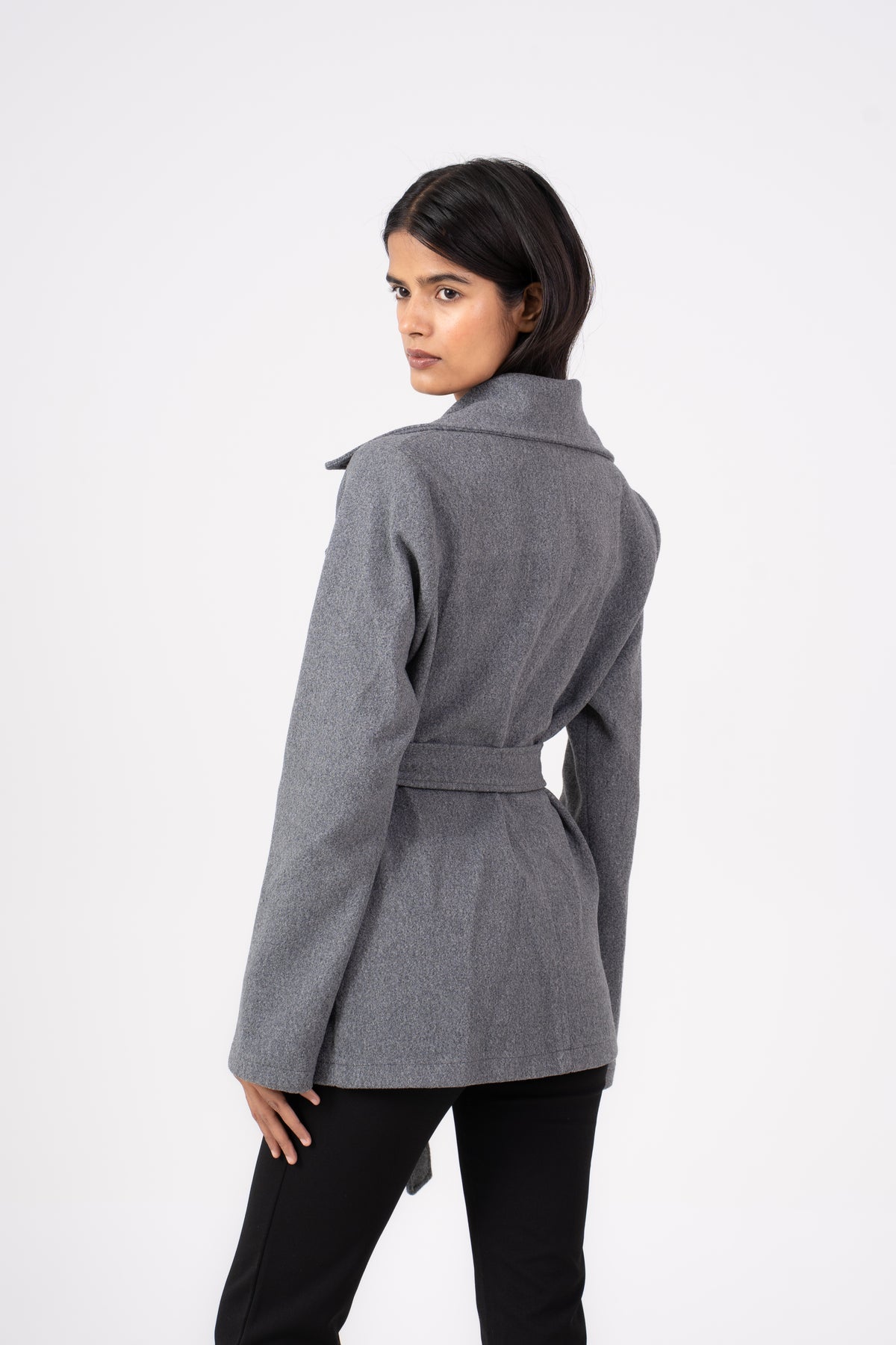 Belted Grey Jacket Wool