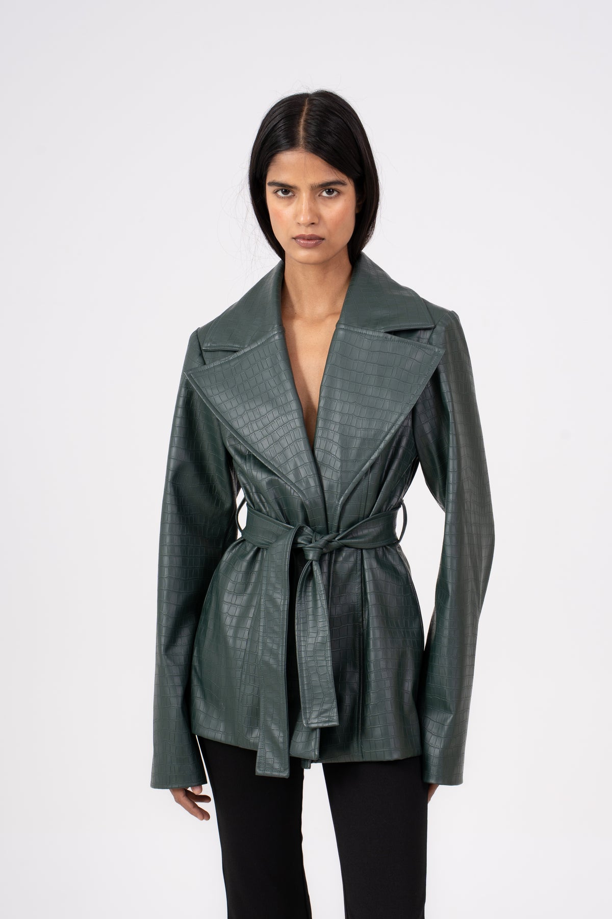 Leather Blazer Green