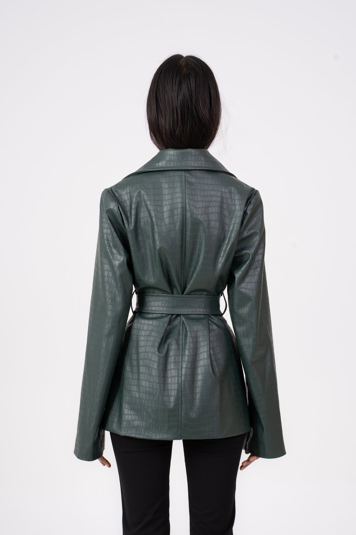 Leather Blazer Green