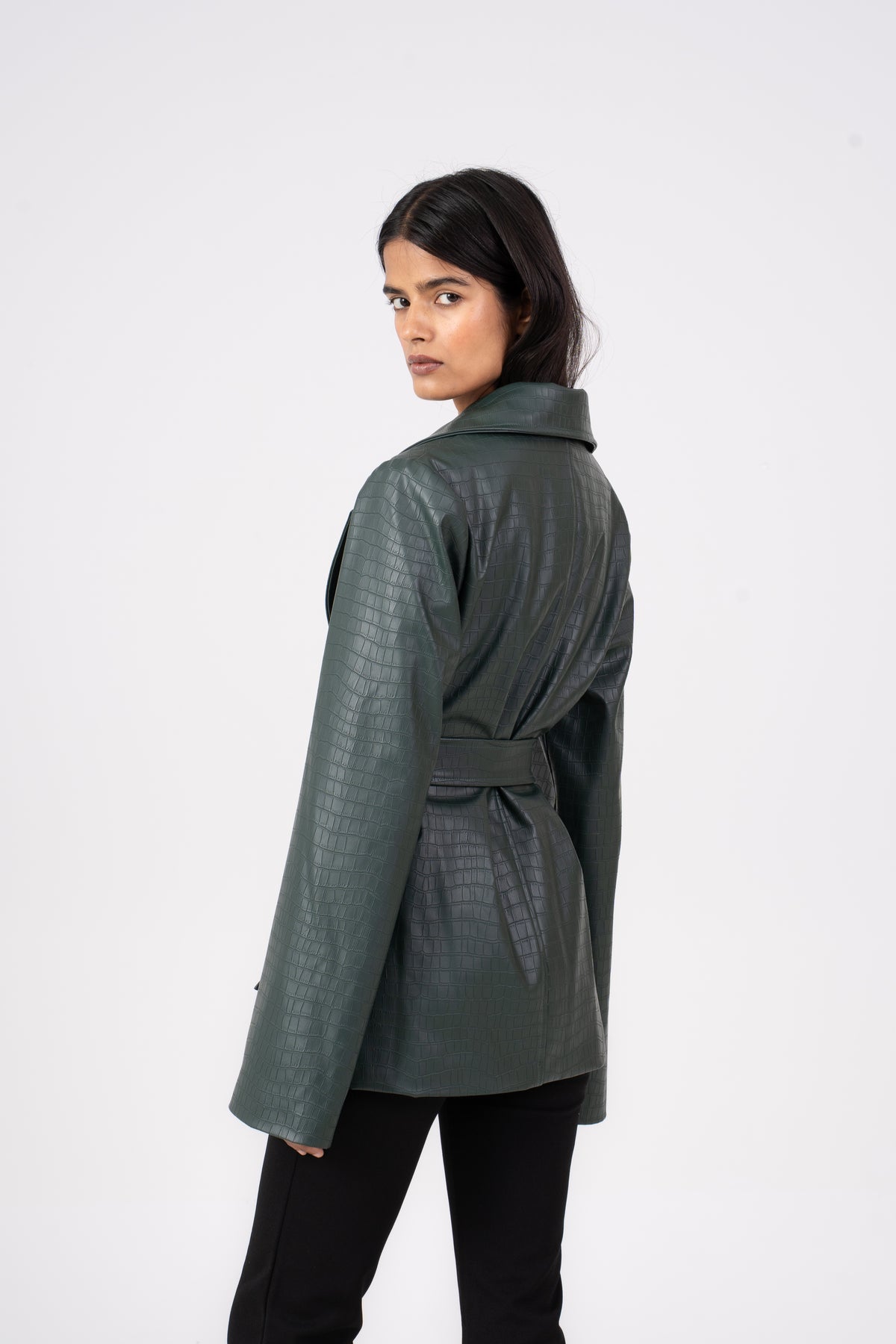 Leather Blazer Green