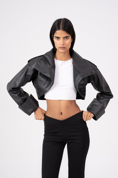 Leather Cropped Shrug