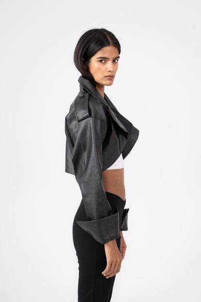 Leather Cropped Shrug