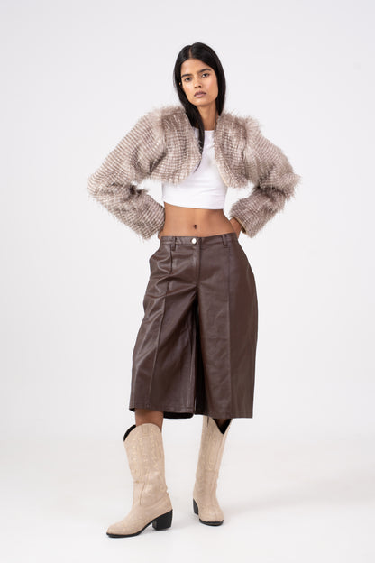Leather Jorts Brown