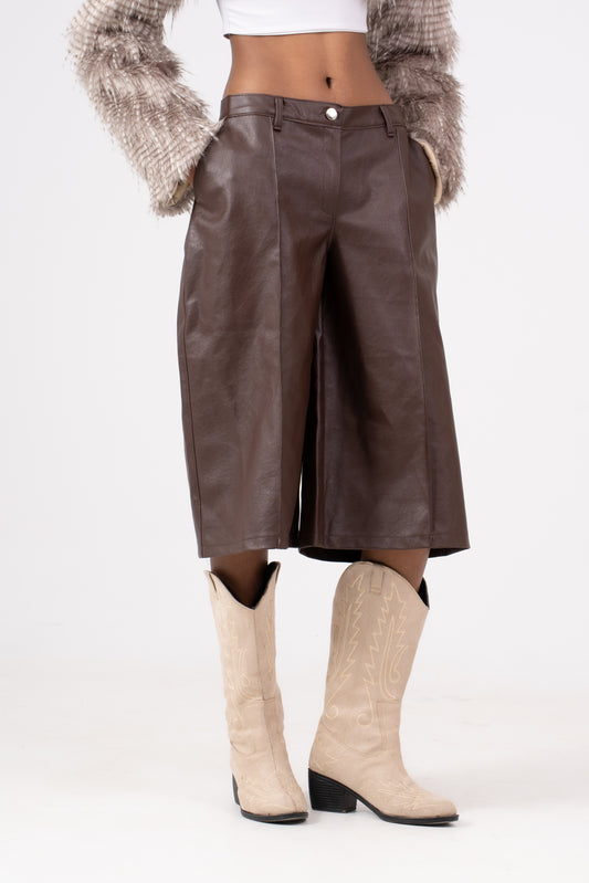 Leather Jorts Brown
