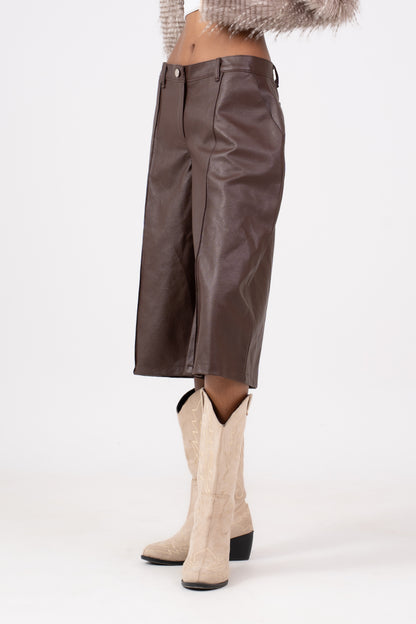 Leather Jorts Brown