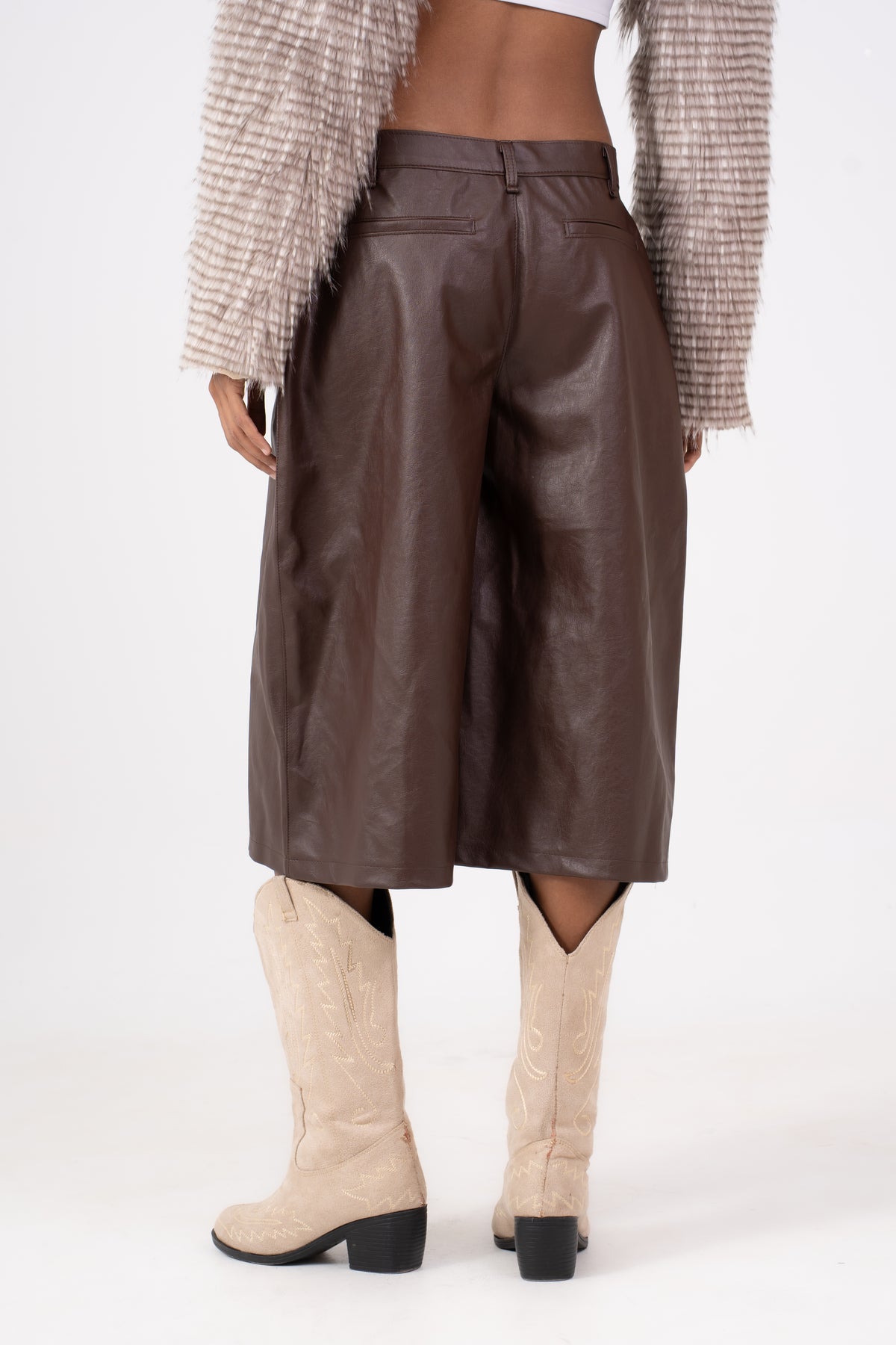 Leather Jorts Brown