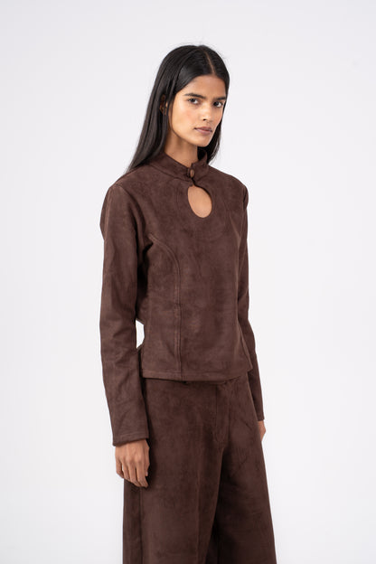 Suede Cutout Top