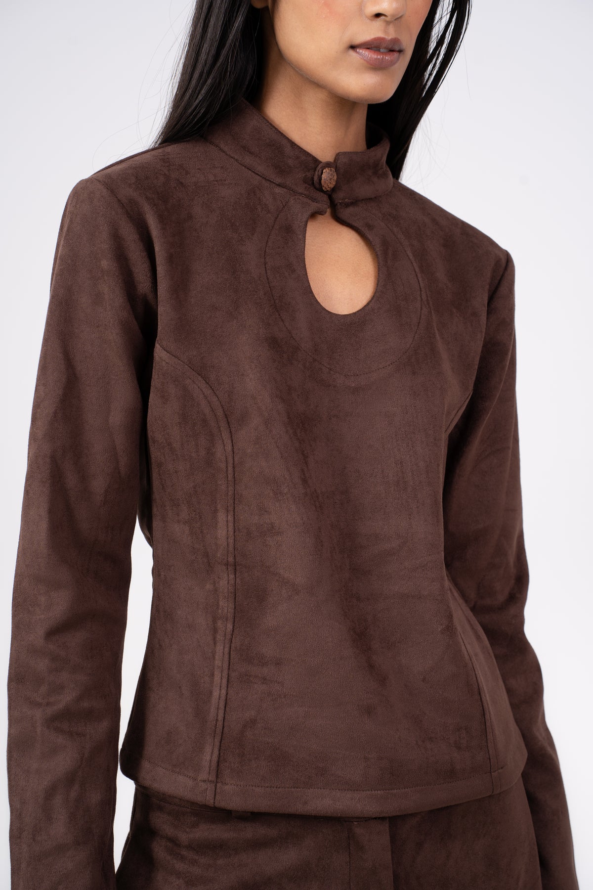 Suede Cutout Top