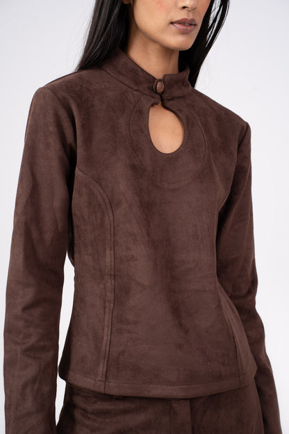 Suede Cutout Top