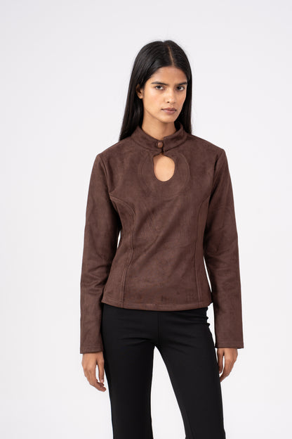 Suede Cutout Top