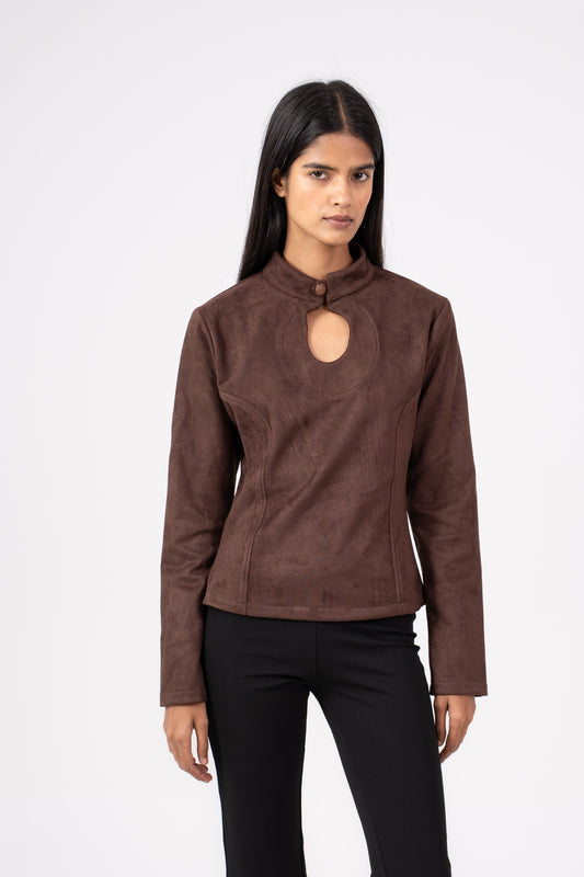Suede Cutout Top