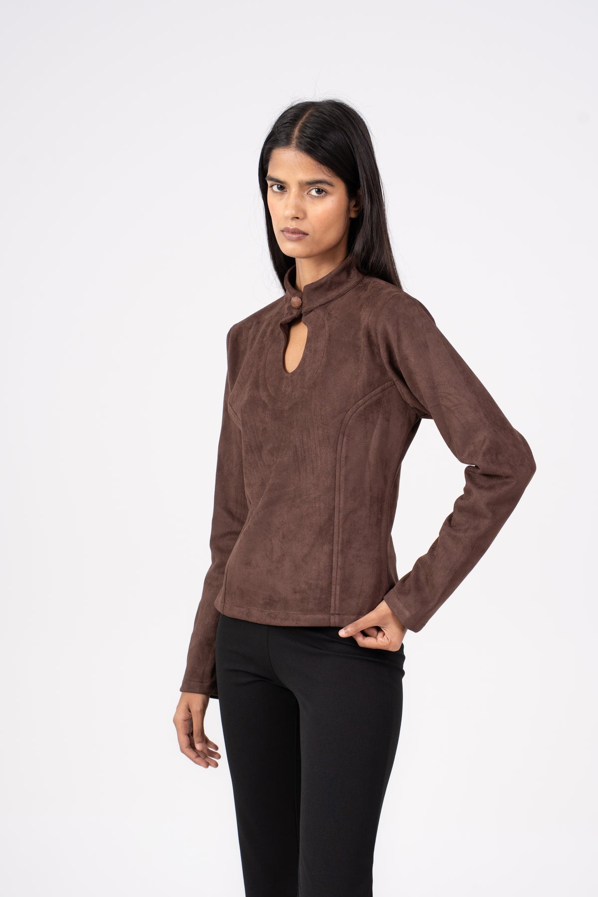 Suede Cutout Top