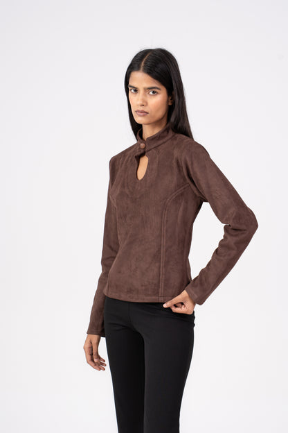 Suede Cutout Top