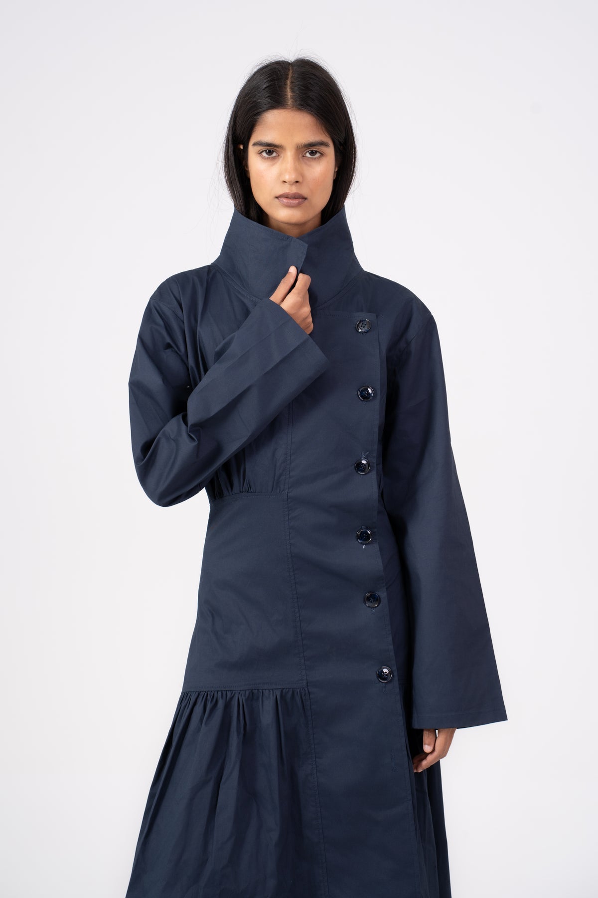 Gathered Navy Coat