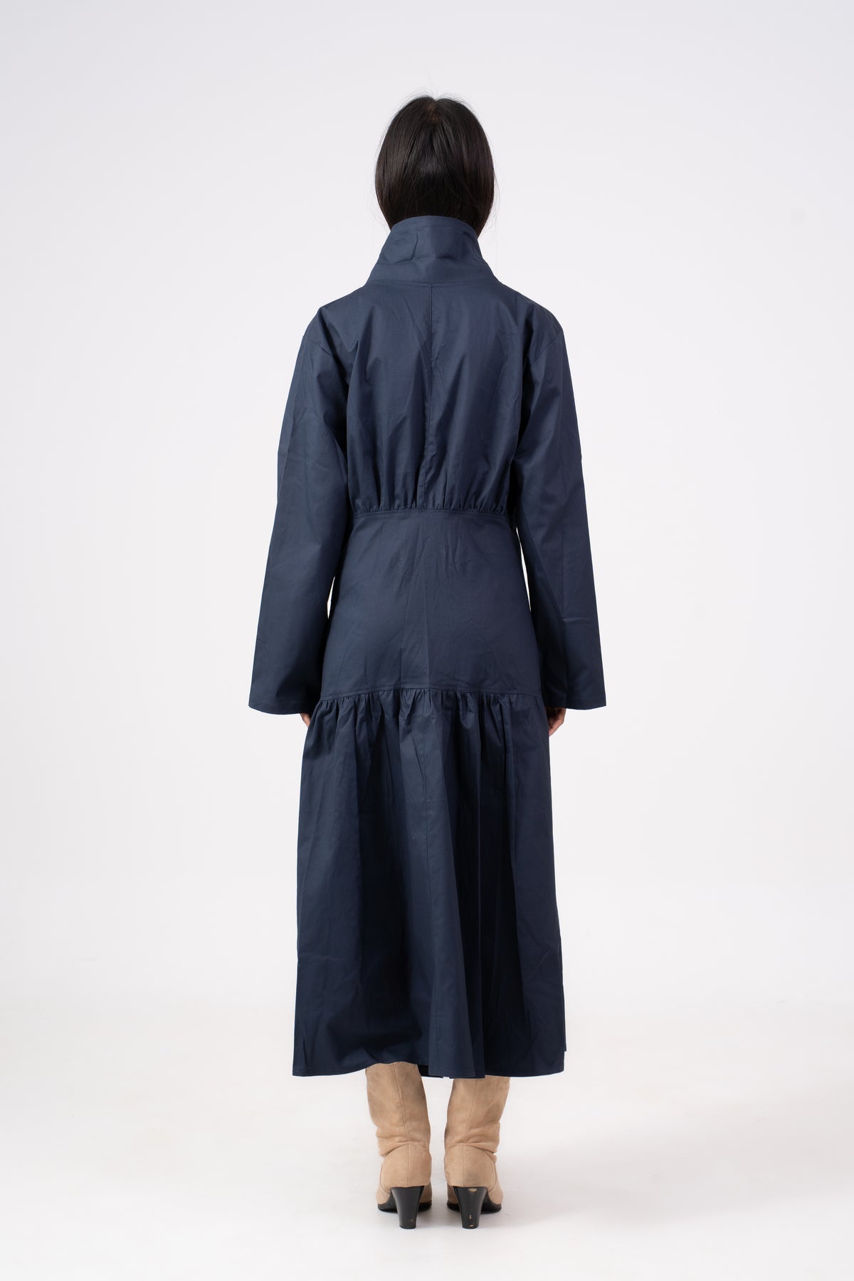 Gathered Navy Coat