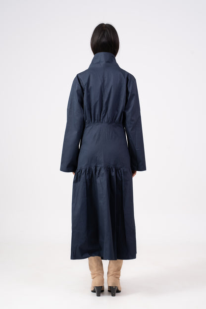 Gathered Navy Coat